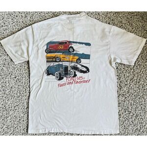Vintage Hanes Beefy-T Dick Spadaro Early Ford Single Stitch T-Shirt White Sz L